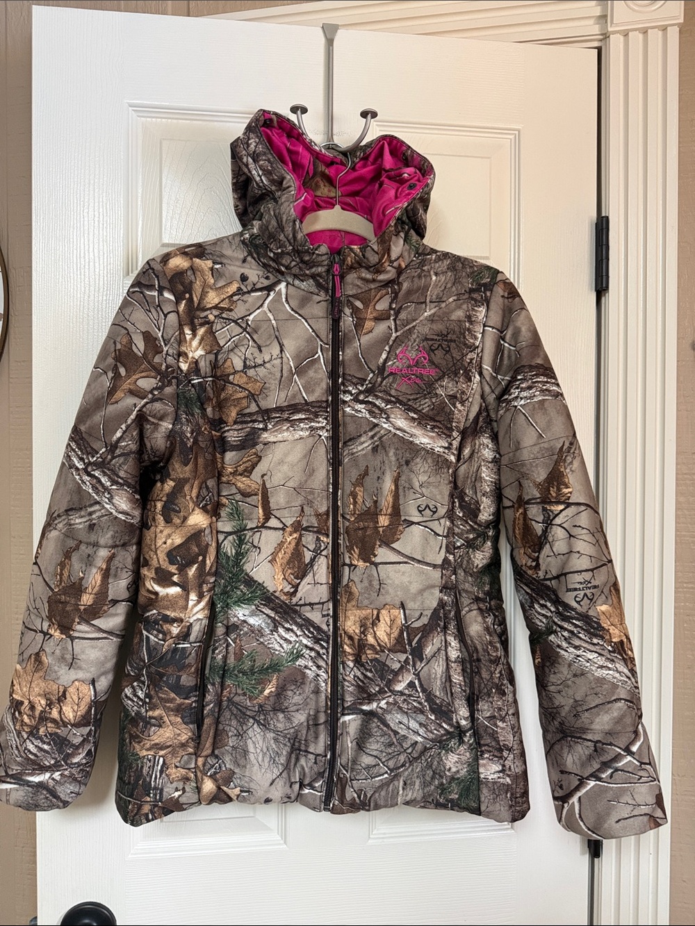 Realtree Pink and Brown Camo Hoodie with Logo Tag